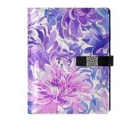 EtherSpher Bloom Flower Chrysanthemum Adventure Lavender leather lined notebooks college water proof cover journal notebook for travelling 6.7x9.2