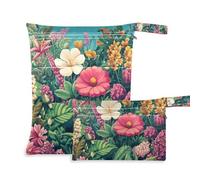 EtherSpher Bloom Flowers Floral Weeds Spring zippered small dry bags 2 Pack travel essentials for baby with handles for daycare, yoga