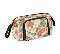 EtherSpher Blooming Peony Floral Pattern Chinese Style Vintage Pencil Cases Large Capacity School Must Haves with Handle for Man School Must Haves bolsita para lapices