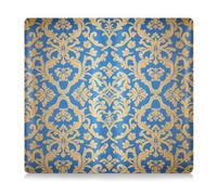 EtherSpher Blue and Gold Baroque Vintage Flowers Premium Leather Car Registration and Insurance Holder Document Wallet for Driver License, Cards & Essential Documents