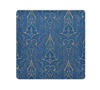 EtherSpher Blue and Gold Vintage Pattern Cosmetic Pouchs Camera Lens Cloth Magic Sticker Portable Makeup Organizer Wrap 21.7 X 21.7 Wrapper For Toiletries, Blue and gold vintage pattern, 21.7x21.7in
