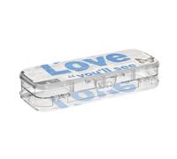 EtherSpher Blue and White Collage Poster Designed Clear Plastic Pencil Box Double Layer Hard Pens Case For Art Supplies With Snap Lid