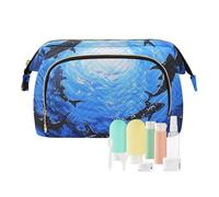 EtherSpher Blue Bottom fish sea Toiletry Bags Essentials Cosmetic Bag Organizer Women's Coin Change Purse for Card Cases Money Organizers, Blue bottom fish sea, One Size