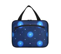 EtherSpher Blue Cosmic Planet hanging travel bag with hanging with hook, designer foldable skincare bag for travel make up travel bolso para maquillaje de mujer L, Blue cosmic planet, L
