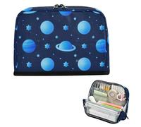 EtherSpher Blue Cosmic Planet Pencil Carrying Case Large Capacity Make Up Bag Slots Desk Organizer for Men School Supply cartuchera para lapices nina grandes