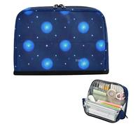 EtherSpher Blue Cosmic Planet Pencil Pen Case Large Capacity Pen Bags Zippered Stationery Organizer for Preppy Preppy School lapiceras para adolescentes