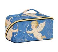EtherSpher Blue Cupid Art Painting Designed Makeup Bag with dividers Portable Cosmetic Travel Bags For Women Travel-Size Accessories