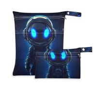 EtherSpher Blue Cyberbot Astronaut washable bathing suit bag 2 Pack travel essentials for babies with handles for yoga, yoga