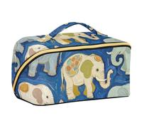 EtherSpher Blue Elephant Art Painting Designed Makeup Bag with dividers Essentials Cosmetic Bag For Women Travel-Size Accessories