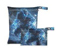 EtherSpher Blue Flash Tech Ape Warrior mess-proof waterproof bag 2 Pack wet bag for swimsuit with handles for bathing, baby diapers