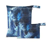 EtherSpher Blue Flash Tech Sense Tigers Warrior zippered gym clothes bag 2 Pack travel essentials for baby with handles for pool, yoga