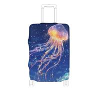 EtherSpher Blue-Gold Glowing Floating Jellyfish Elastic Luggage Protector Covers Anti Scratch Suitcase Elastic Cover Travel Accessory Fit 18-32 Inch Luggage