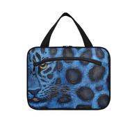 EtherSpher Blue Leopard Skin Texture hanging travel bag with hanging with hook, designer chic skin care bag for men toilet envase para perfume de L, Blue Leopard skin texture, L