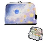 EtherSpher Blue Planet Pencil Bag Large Capacity Makeup Bag Soft Stationery Pencil Case for Girls Elementary bolsa de maquillaje para mujer