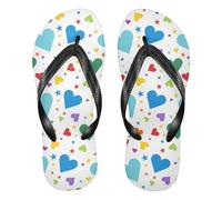 EtherSpher Blue Rainbow Hearts Colorful rubber flip flops lightweight women sandals for Shower Swimming Pool summer