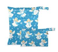 EtherSpher Blue Snow Angel Winter waterproof wet bag 2 Pack diaper bag essential items with handles for yoga, travel