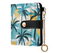 EtherSpher Blue Summer Palm Trees Portable Ladies Slim Foldable Wallet Premium PU Leather Wallet for Men Women Travel