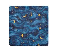 EtherSpher Blue Waves and Yellow Stars at Night Toiletries Pouchs Camera Lens Cloth Magic Sticker Cosmetic Travel Bag Organizer Wrap 21.7 X 21.7 Wrapper Cosmetic Organizers For Travel, Blue waves and