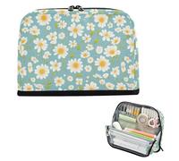 EtherSpher Blue White Daisy Pencil Carrying Case Large Capacity Pen Case Cosmetic With Slot Stationery Storage for Man Preppy School cartucheras para ninas