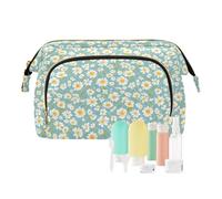 EtherSpher Blue White Daisy Travel Bag Portable Large Capacity Travel Cosmetic Bag Change Purse for Toiletry Organizer, blue white daisy, One Size