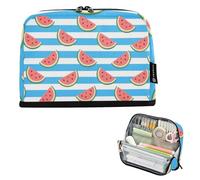 EtherSpher Blue White Striped Fruit Watermelon Pencil Cases Large Capacity Pen Case Stationery Bag for Men Grade School Supplies estuche para lapices nina