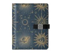 EtherSpher Boho Moon Dark Blue leather lined ruled notebook portable college ruled notebooks for journal 6.7x9.2