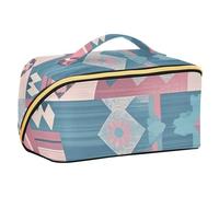 EtherSpher Boho Pink Blue Vintage Flowers Designed Travel Bag with dividers Essentials Travel Bags For Women with Compartments & Handle
