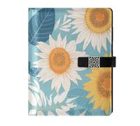 EtherSpher Boho Style Simple Sunflowers leather lined composition notebook portable notebook college ruled for planning 6.7x9.2