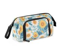 EtherSpher Boho Style Simple Sunflowers Pencil Case Organizer Large Capacity Standing Pencil Case Multifunctional for Kids High School Supplies funda para lapiz optico