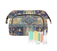 EtherSpher Boho Vintage Style Flower Blue Cosmetic Bag Essentials Cosmetic Organizer Bag Jewelry for Capacity Travel Cosmetic, boho Vintage style flower blue, One Size