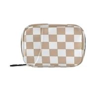 EtherSpher Brown and White American Plaid medicine bag organizer with Detachable Compartments portable organizer zipper case for purse