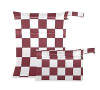 EtherSpher Brown and White American Plaid zippered bag for travel 2 Pack diaper bag essential items with handles for gym, bathing
