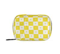 EtherSpher Buffalo Plaid Check Gold White Heart first aid bag with Detachable Compartments reusable pill organizer 3x a day for purse