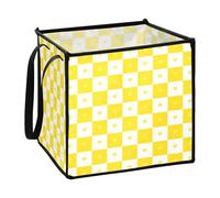 EtherSpher Buffalo Plaid Check Gold White Heart folding cloth baskets for shoe unit cloth baskets 13x13x13 In