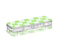 EtherSpher Buffalo Plaid Check Heart Green Designed Plastic Box For Pencils Double Deck Pens Case Boxes For Craft Art With Lid