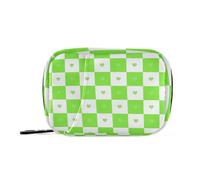 EtherSpher Buffalo Plaid Check Heart Green medicine bags with Detachable Compartments convenient pill organizer 2 times a day for purse