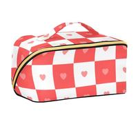 EtherSpher Buffalo Plaid Check love red Designed Travel Bag with dividers stylish Cosmetic Travel Bags For Women Vertical Free-Standing