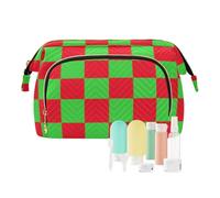 EtherSpher Buffalo Plaid Check Red Lime Green Makeup Bags Portable Cosmetic Bag Makeup Women Coin Purse for Personal Items Organizer, buffalo plaid check red lime green, One Size