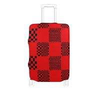 EtherSpher Buffalo Plaid Multi Check Red Black Elastic Luggage Cover Protector Washable Suitcase Covers Luggage Protection Fit 18-32 Inch Luggage