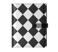 EtherSpher Buffalo Plaid White Black leather lined spiral notebooks delicate spiral notebook college for diary 6.7x9.2