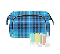EtherSpher buffalo Turquoise Plaid Checked Toiletry Bag Portable Capacity Travel Cosmetic Bag Women Coin Purse for Essentials For Women, buffalo Turquoise plaid checked, One Size