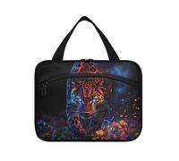 EtherSpher Burgundy Leopard hanging travel bags for toiletries with hook, designer unisex makeup bag organizer for accessories for women cruises porta cosmeticos mujer para cartera L, Burgundy Leopard