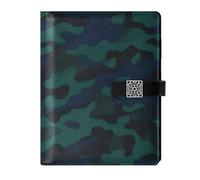 EtherSpher Camouflage Black Green leather lined spiral notebook water proof cover college ruled notebook for journal 6.7x9.2