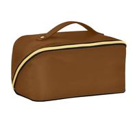 EtherSpher Caramel Brown Designed Toiletry Bag with dividers Large Makeup Bags For Women Vertical Free-Standing