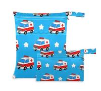 EtherSpher Cartoon Ambulance reusable laundry bag 2 Pack travel essentials for baby with handles for daycare, pool