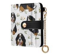 EtherSpher Cartoon Bernese Mountain Dog Dogs White Portable Women's Small Folding Wallet PU Leather Folding Wallet for Women