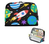 EtherSpher Cartoon Black Planet Universe Pencil Box Case Large Capacity Pen Case Organizer Wide Opening Stationery Pencil Case for Preppy High School Supplies bolsa para utiles escolares