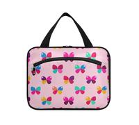 EtherSpher Cartoon Butterfly Dot Bow Pink hanging large capacity travel cosmetic with hook, designer expandable bag with compartments for women must vacation bolsa para guardar maquillaje L, Cartoon