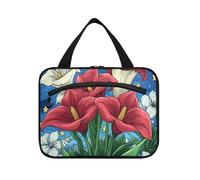 EtherSpher Cartoon Calla Lily Colorful 4th Of July Independence Day hanging large capacity travel cosmetic with hook, designer essentials toiletries bag for dad backpacking maletín para maquillaje L