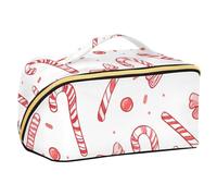 EtherSpher Cartoon Candy Cane Bow Merry Christmas Designed Toiletry Bags with dividers stylish Case Cosmetic Makeup Bag Vertical Free-Standing